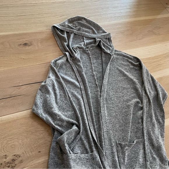 AEO Soft&Sexy Plush Hooded Cardigan Heathered Gray - Picture 4 of 8